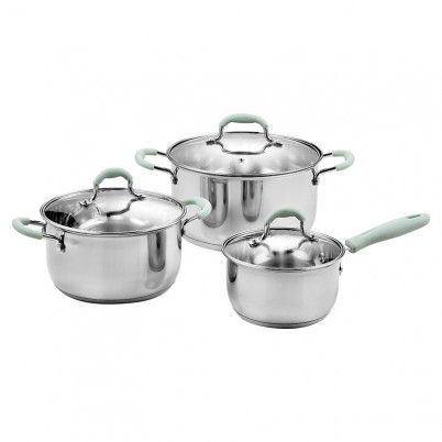 ZH-C014 6pcs Stainless Steel Cookware Set with Silicone Coated Hollow Handle