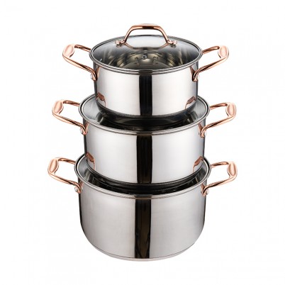 ZH-C041 Single Stainless Steel Casserole with Rose Gold Plated Zinc Alloy Handle