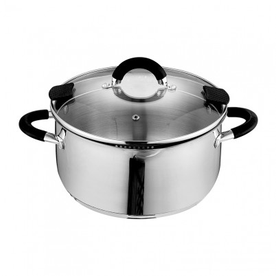 ZH-C038 Single Stainless Steel Casserole with Strainer and Silicone Coated Hollow Handle
