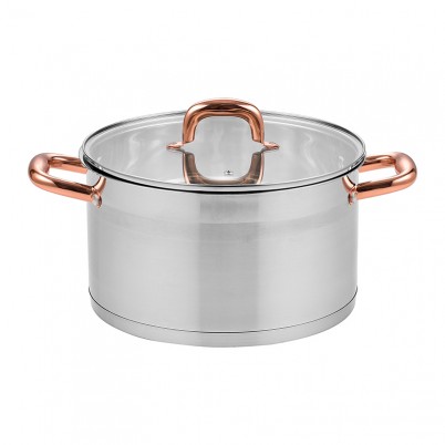 ZH-C035 Single Stainless Steel Casserole with Rose Gold Plated Hollow Handle