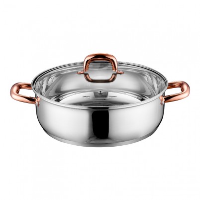 ZH-C072 Single Shallow Pot with Rose Gold Plated Hollow Handle