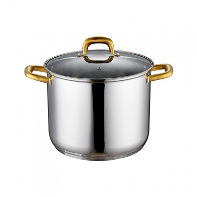 ZH-C081 6pcs Stock Pot Set with Gold Plated Hollow Handle