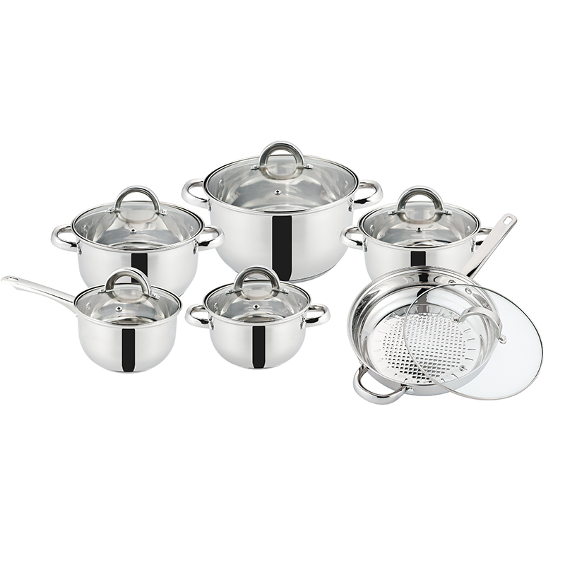 ZH-C121 12pcs Stainless Steel Cookware Set with Hollow Handle