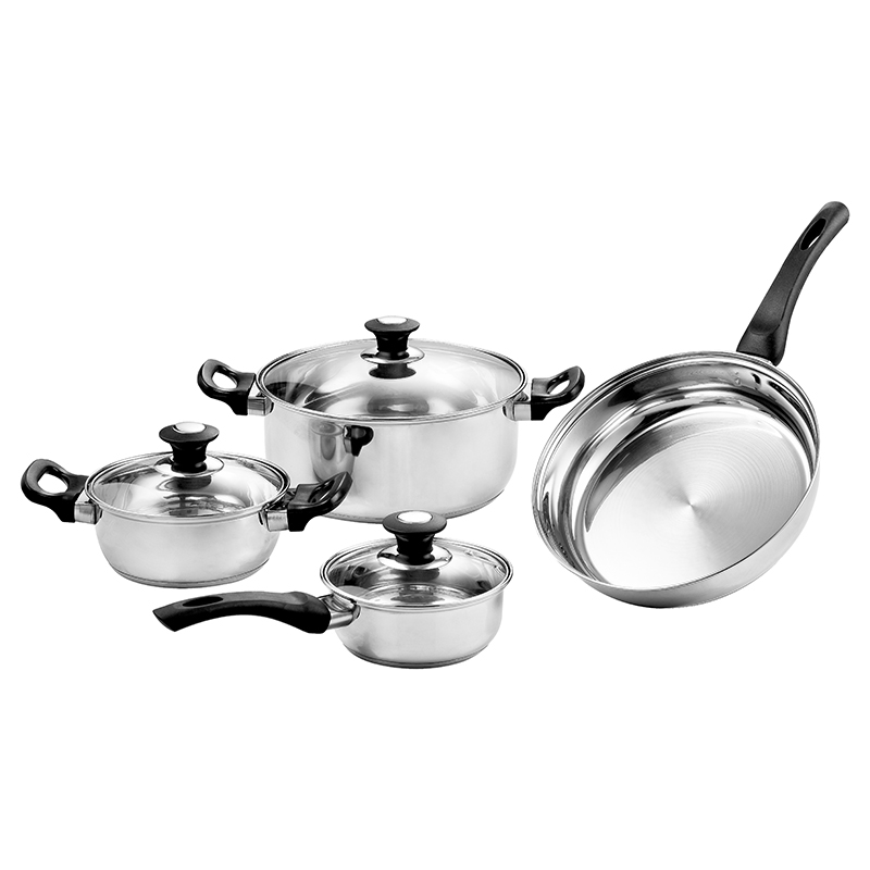 ZH-C020 7pcs Stainless Steel Cookware Set with Black Bakelite Handle