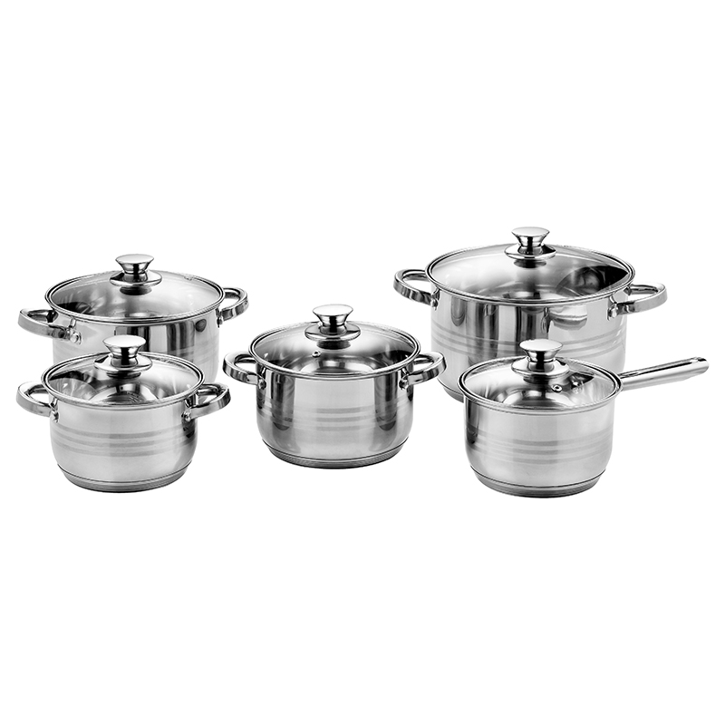ZH-C012 10pcs Stainless Steel Cookware Set with Hollow Handle